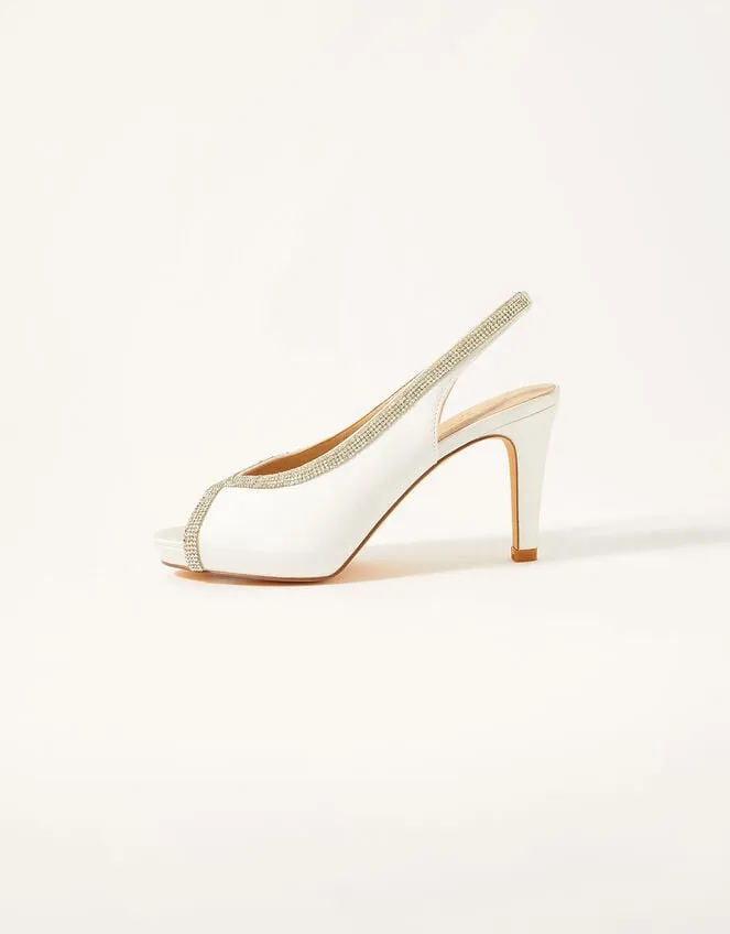 Women Heatseal Diamante Platform Bridal Heels Ivory Monsoon Platforms