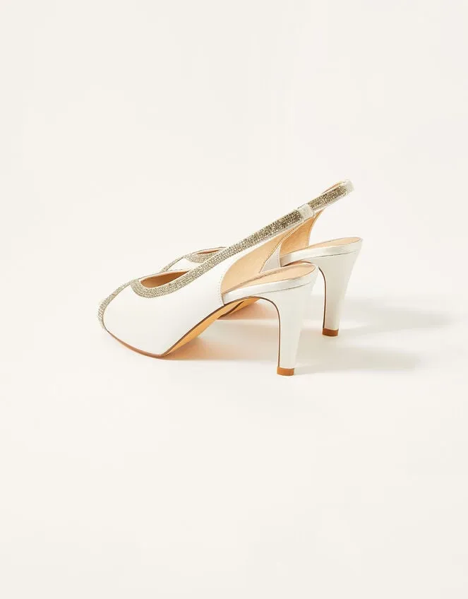 Women Heatseal Diamante Platform Bridal Heels Ivory Monsoon Platforms