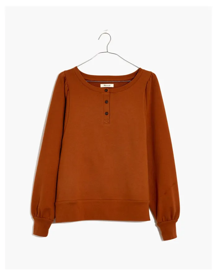 Women Henley Puff Sleeve Sweatshirt Warm Coffee Madewell Sweatshirts and Sweatpants Women Henley Puff Sleeve Sweatshirt Warm Coffee Madewell Sweatshirts and Sweatpants