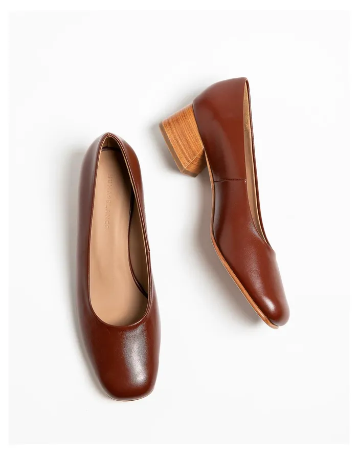 Women HUMA BLANCO Leather Luisa Pumps Chocolate Madewell Heels