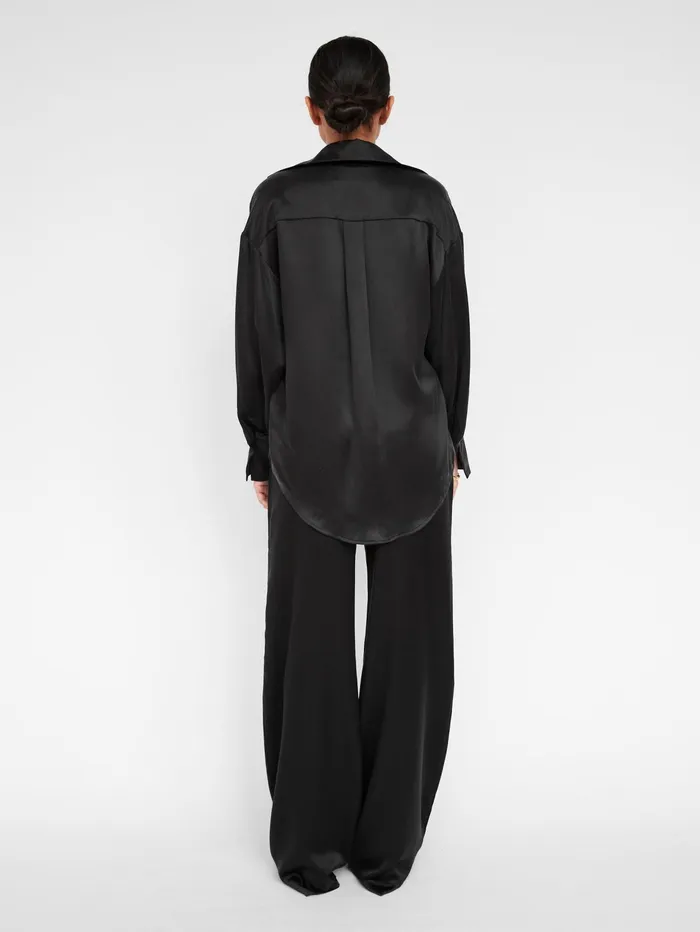 Women Hyde and Stone 8211 Dominique Silk Shirt In Black The UNDONE Tops