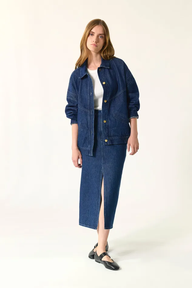 Women Jacket Loubia Indigo Veste Coton En Jean Bleu Des Petits Hauts Denim