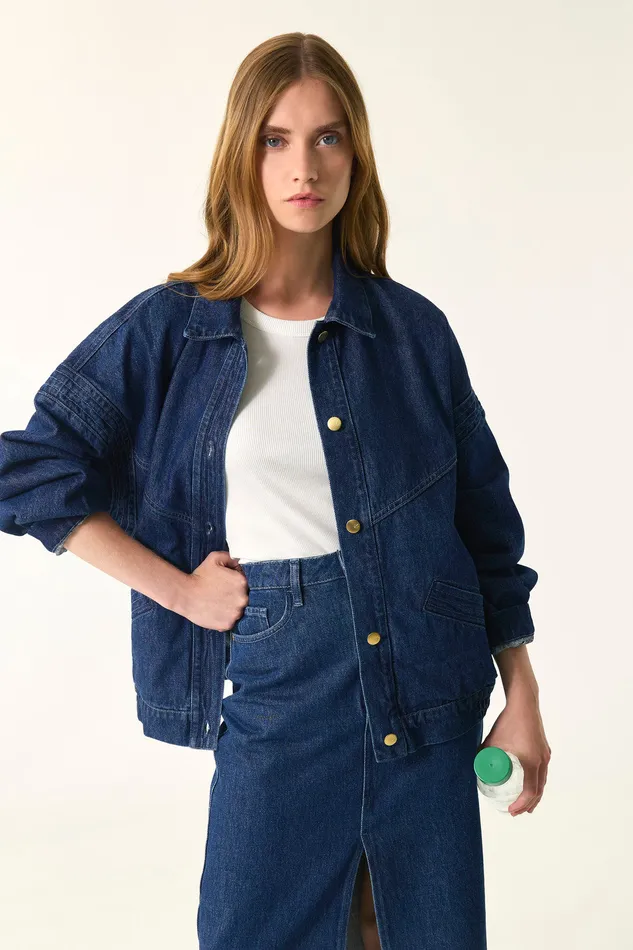 Women Jacket Loubia Indigo Veste Coton En Jean Bleu Des Petits Hauts Denim