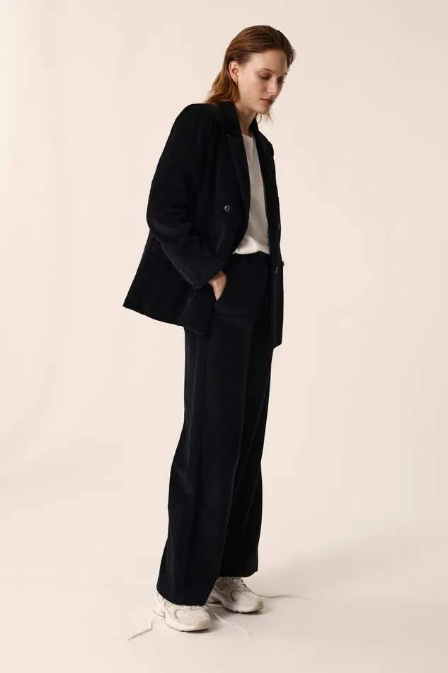 Women Jacket Sianette Noir Veste Coton Velours Noir Des Petits Hauts Coats and Jackets
