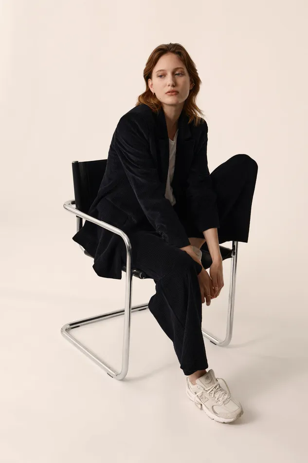 Women Jacket Sianette Noir Veste Coton Velours Noir Des Petits Hauts Coats and Jackets