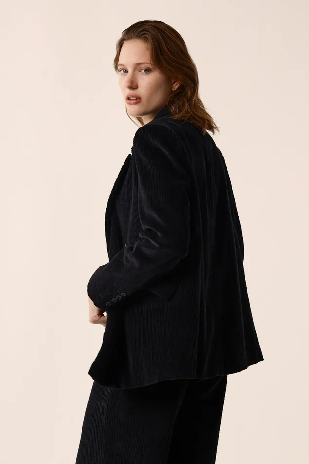 Women Jacket Sianette Noir Veste Coton Velours Noir Des Petits Hauts Coats and Jackets