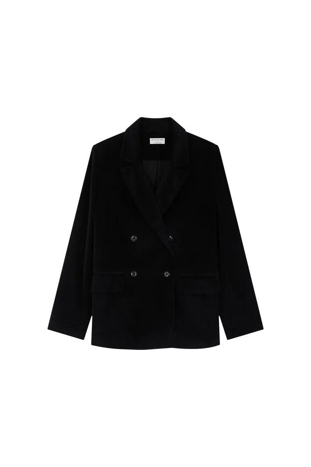 Women Jacket Sianette Noir Veste Coton Velours Noir Des Petits Hauts Coats and Jackets