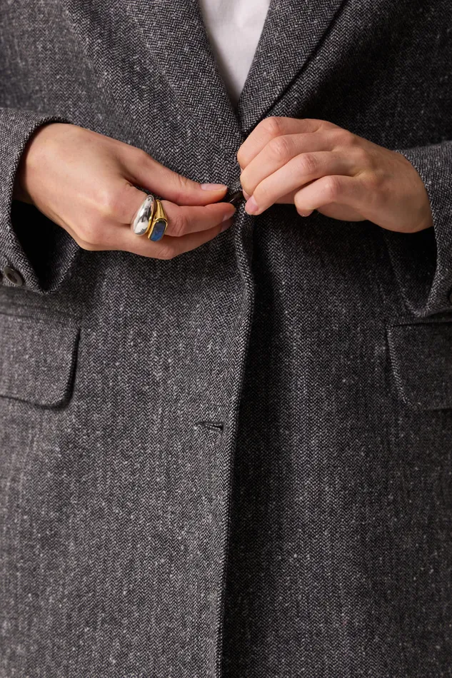 Women Jacket Silvestre Negara Veste De Tailleur Polyester Chevrons Gris Des Petits Hauts Coats and Jackets