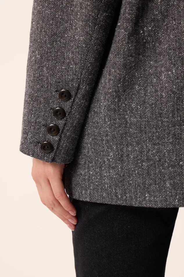 Women Jacket Silvestre Negara Veste De Tailleur Polyester Chevrons Gris Des Petits Hauts Coats and Jackets