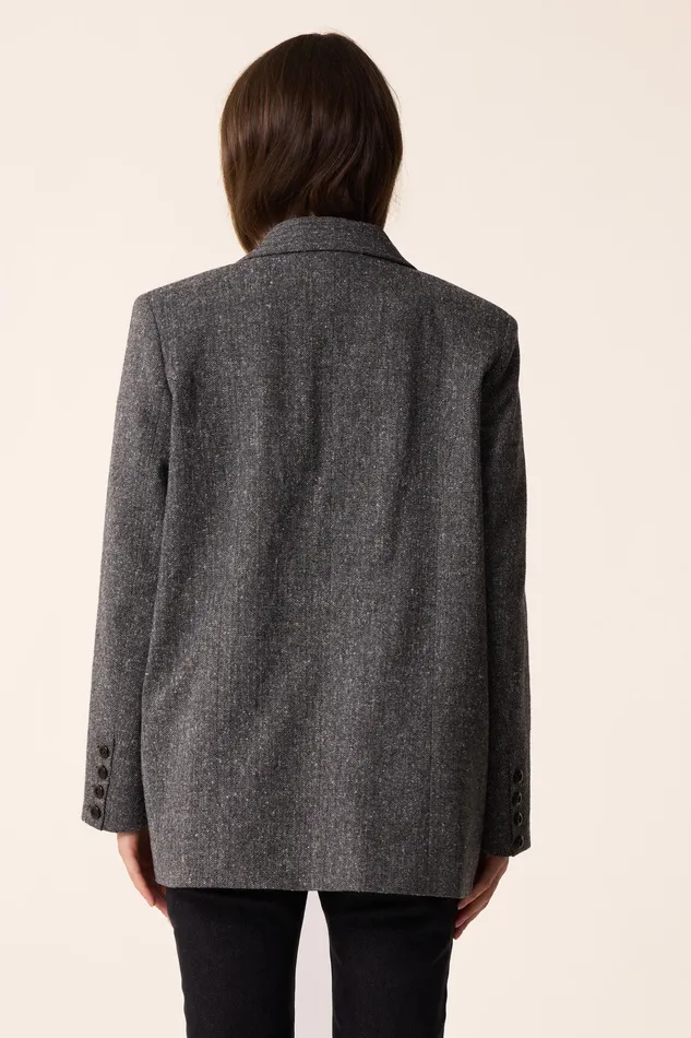 Women Jacket Silvestre Negara Veste De Tailleur Polyester Chevrons Gris Des Petits Hauts Coats and Jackets