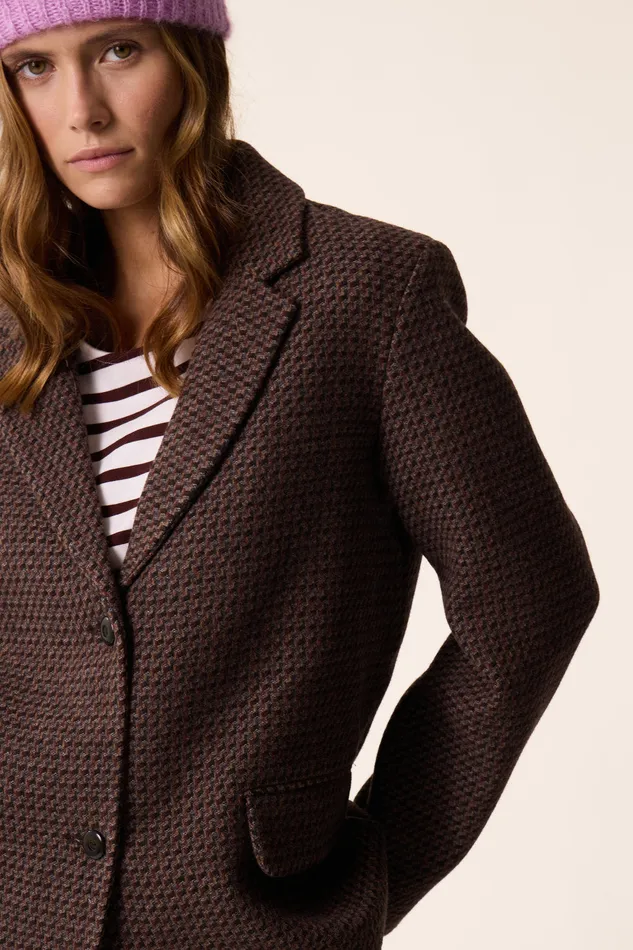 Women Jacket Venise Jacquard Scali Veste Tailleur Laine Multicolore Des Petits Hauts Coats and Jackets