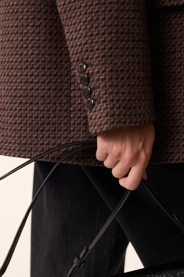 Women Jacket Venise Jacquard Scali Veste Tailleur Laine Multicolore Des Petits Hauts Coats and Jackets