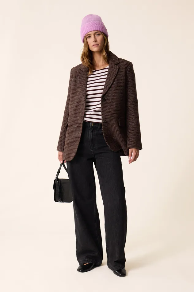 Women Jacket Venise Jacquard Scali Veste Tailleur Laine Multicolore Des Petits Hauts Coats and Jackets