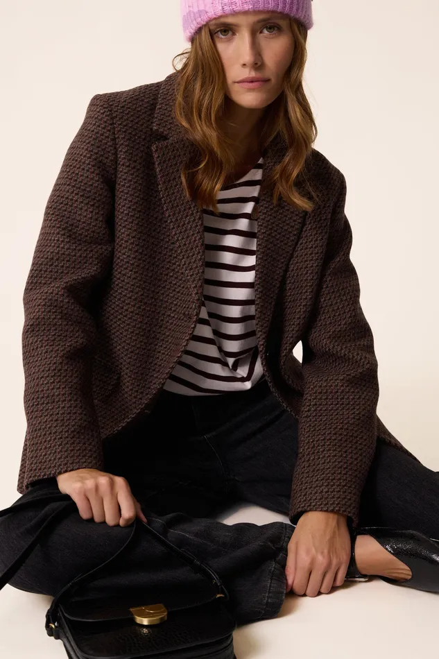Women Jacket Venise Jacquard Scali Veste Tailleur Laine Multicolore Des Petits Hauts Coats and Jackets