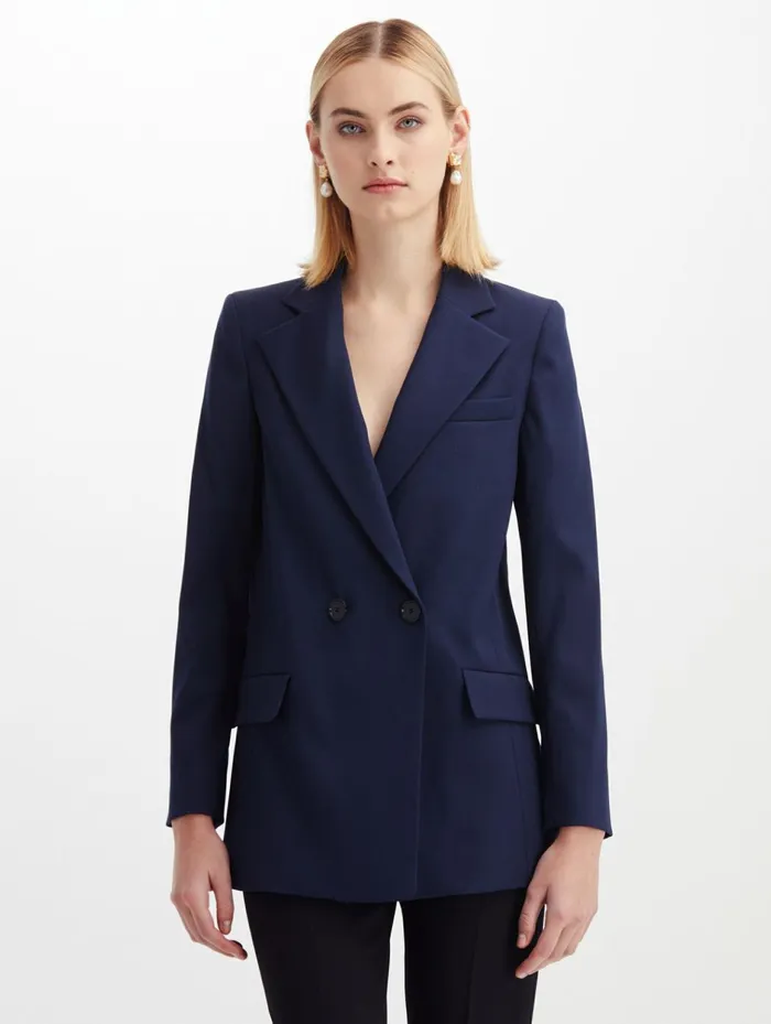 Women Jackets and Coats Oscar De La Renta Double Breasted Jacket Navy