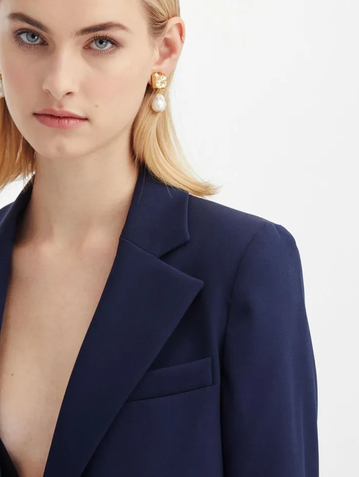 Women Jackets and Coats Oscar De La Renta Double Breasted Jacket Navy Women Jackets and Coats Oscar De La Renta Double Breasted Jacket Navy