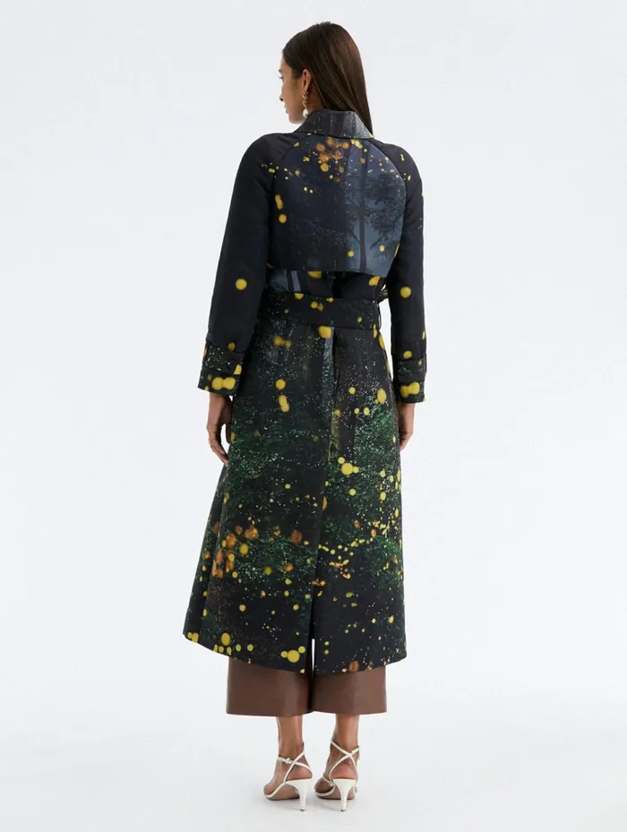 Women Jackets and Coats Oscar De La Renta Firefly Faille Trench Coat Midnight Multi Women Jackets and Coats Oscar De La Renta Firefly Faille Trench Coat Midnight Multi