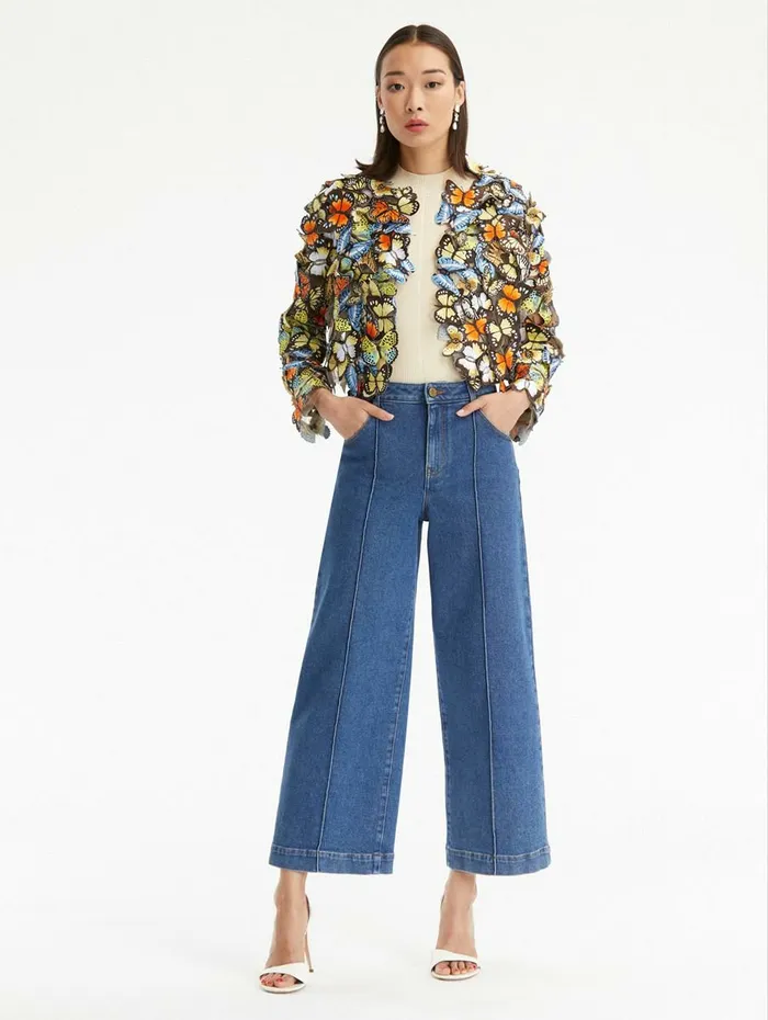 Women Jackets and Coats Oscar De La Renta Threadwork Butterfly Embroidered Jacket Multi Women Jackets and Coats Oscar De La Renta Threadwork Butterfly Embroidered Jacket Multi