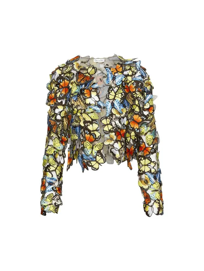 Women Jackets and Coats Oscar De La Renta Threadwork Butterfly Embroidered Jacket Multi Women Jackets and Coats Oscar De La Renta Threadwork Butterfly Embroidered Jacket Multi