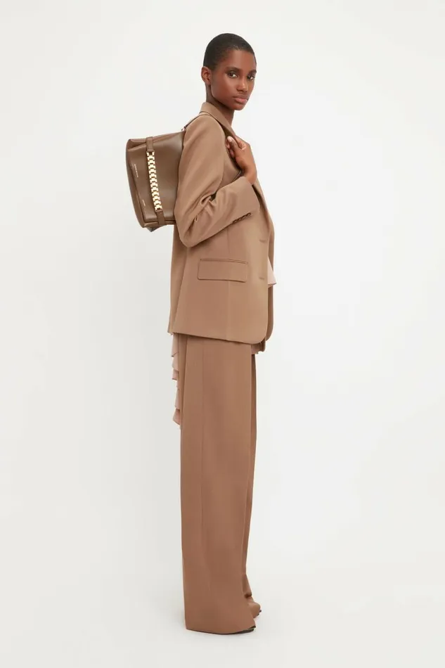 Women Jackets and Coats Victoria Beckham Asymmetric Double Layer Jacket In Fawn