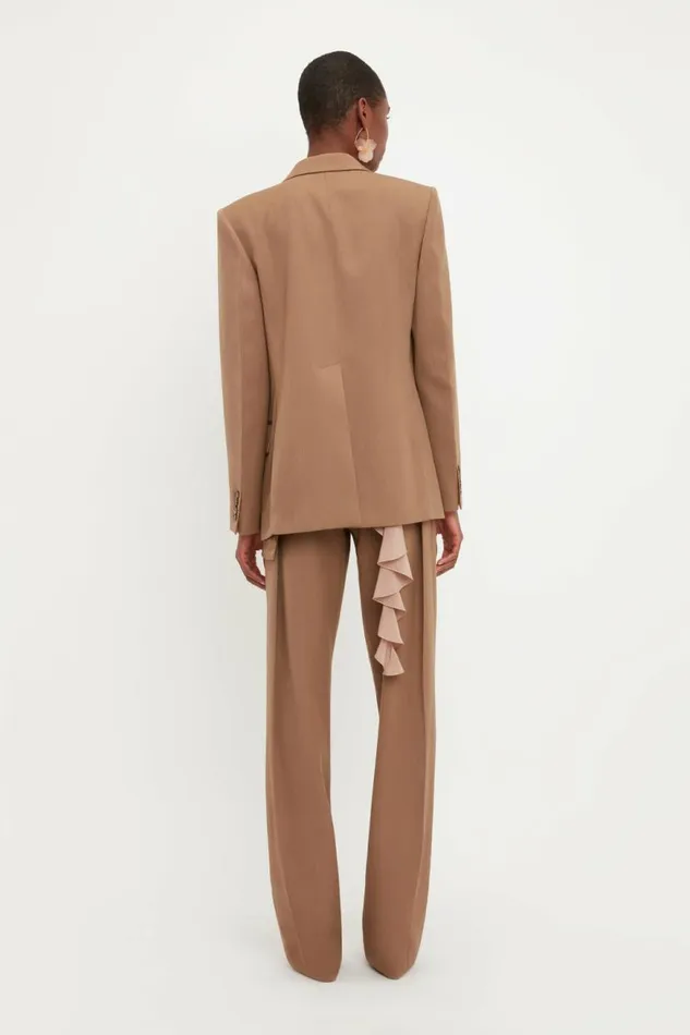Women Jackets and Coats Victoria Beckham Asymmetric Double Layer Jacket In Fawn