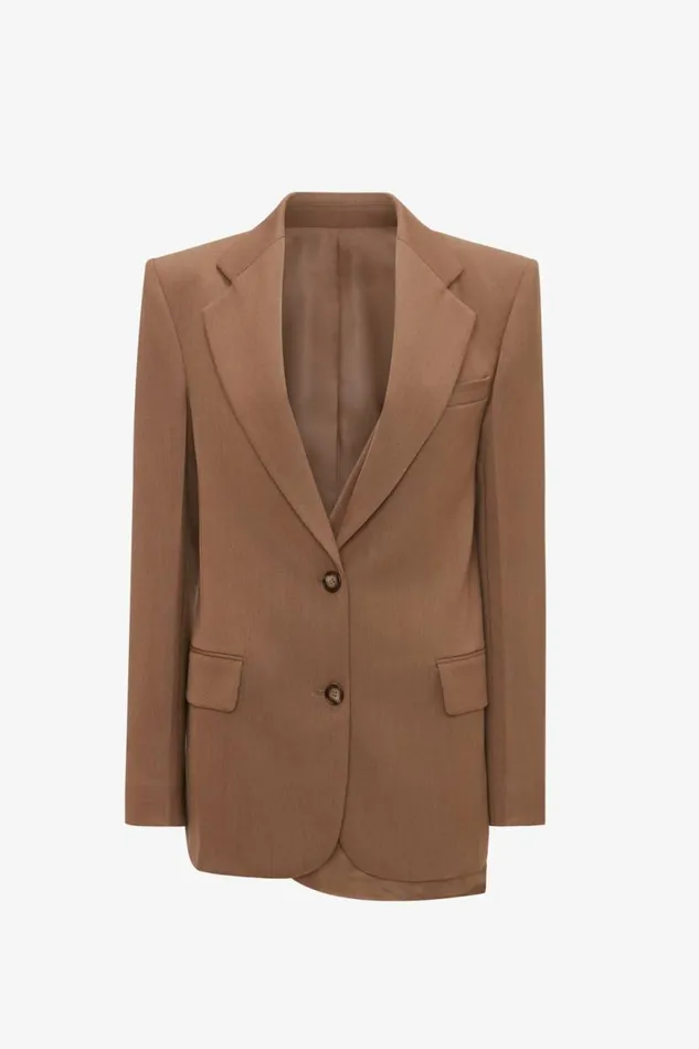 Women Jackets and Coats Victoria Beckham Asymmetric Double Layer Jacket In Fawn