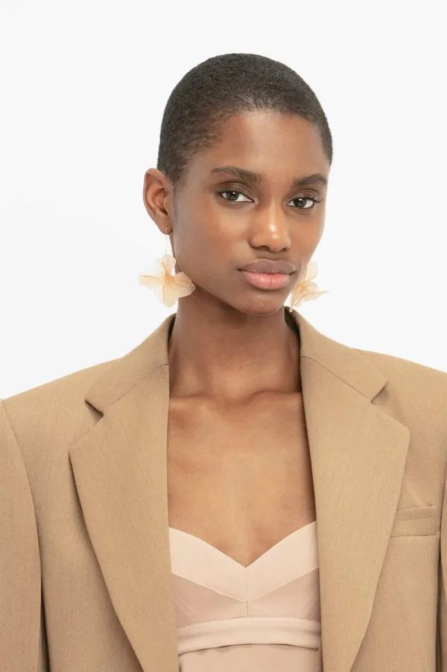 Women Jackets and Coats Victoria Beckham Asymmetric Double Layer Jacket In Fawn