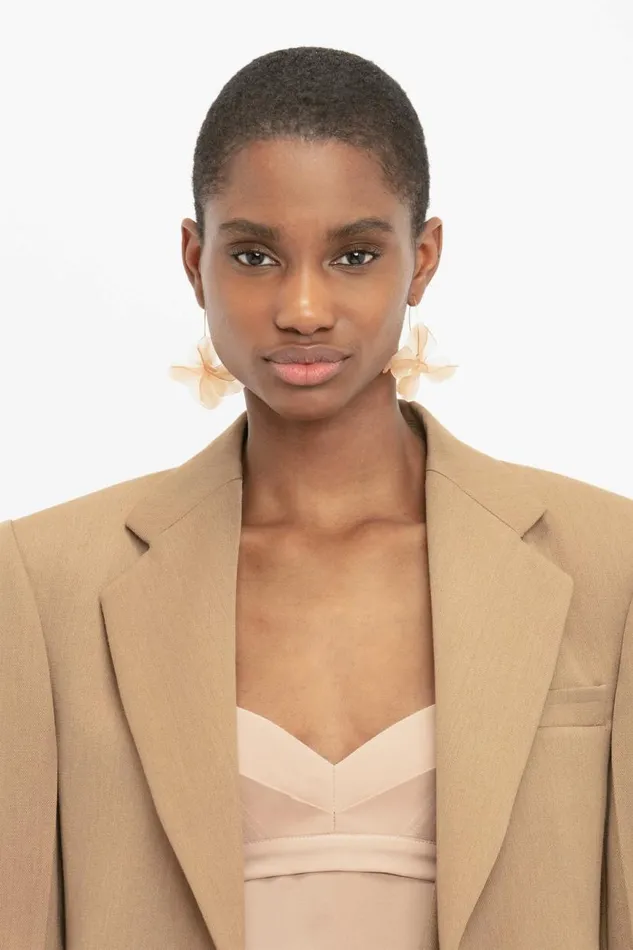 Women Jackets and Coats Victoria Beckham Asymmetric Double Layer Jacket In Fawn