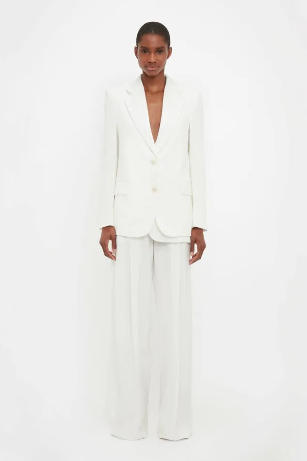 Women Jackets and Coats Victoria Beckham Asymmetric Double Layer Jacket In White