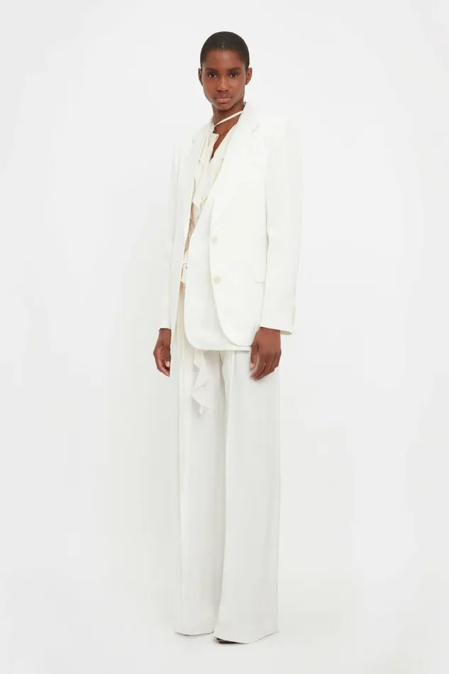 Women Jackets and Coats Victoria Beckham Asymmetric Double Layer Jacket In White