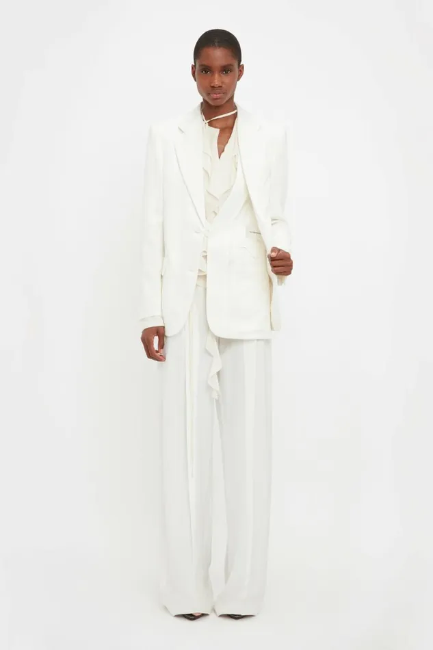 Women Jackets and Coats Victoria Beckham Asymmetric Double Layer Jacket In White