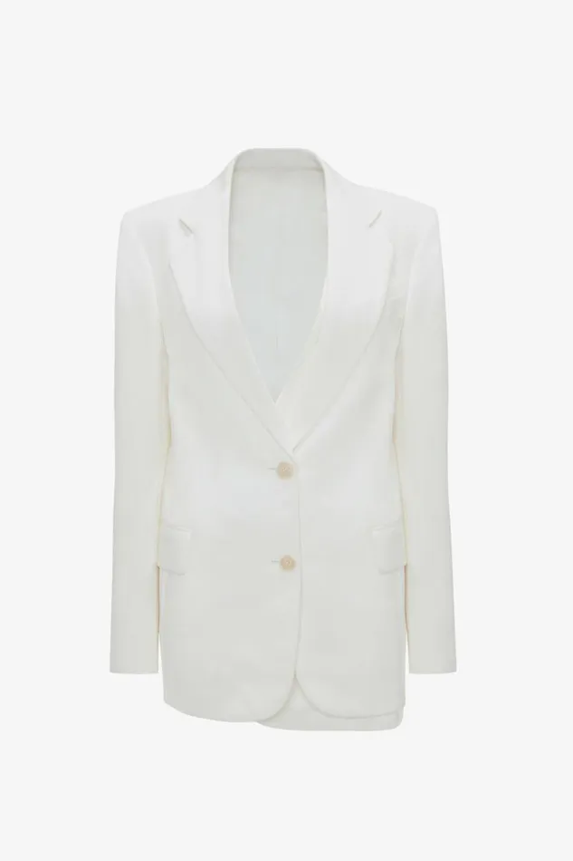 Women Jackets and Coats Victoria Beckham Asymmetric Double Layer Jacket In White