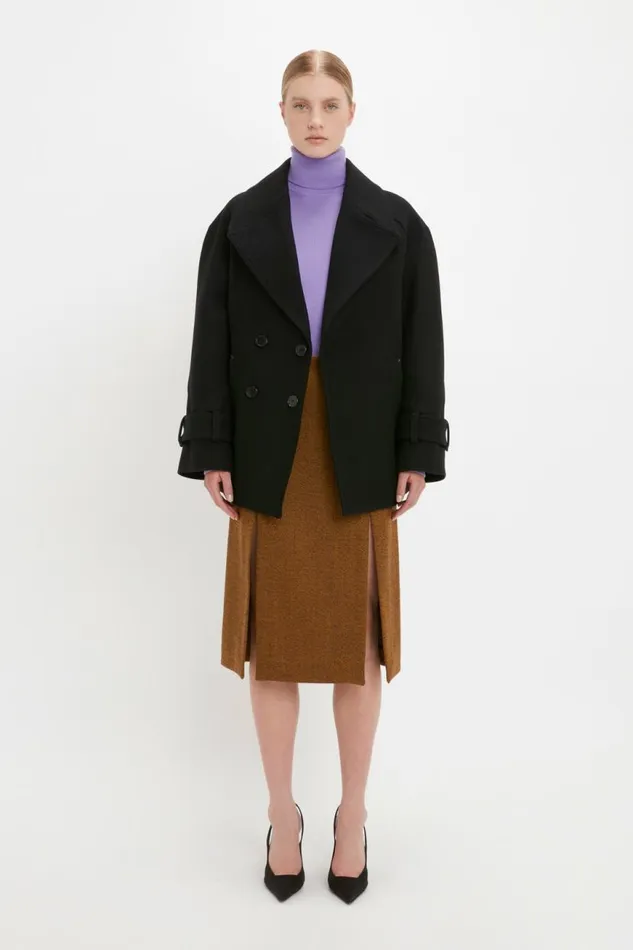 Women Jackets and Coats Victoria Beckham Oversized Pea Coat In Black
