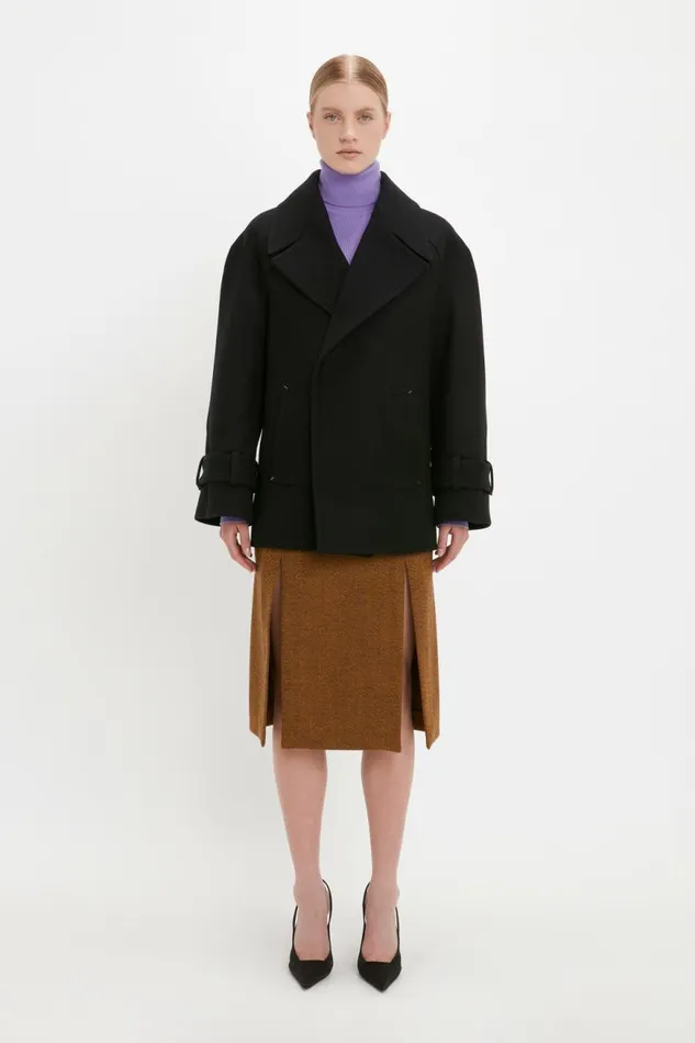 Women Jackets and Coats Victoria Beckham Oversized Pea Coat In Black
