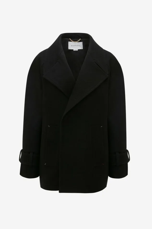 Women Jackets and Coats Victoria Beckham Oversized Pea Coat In Black