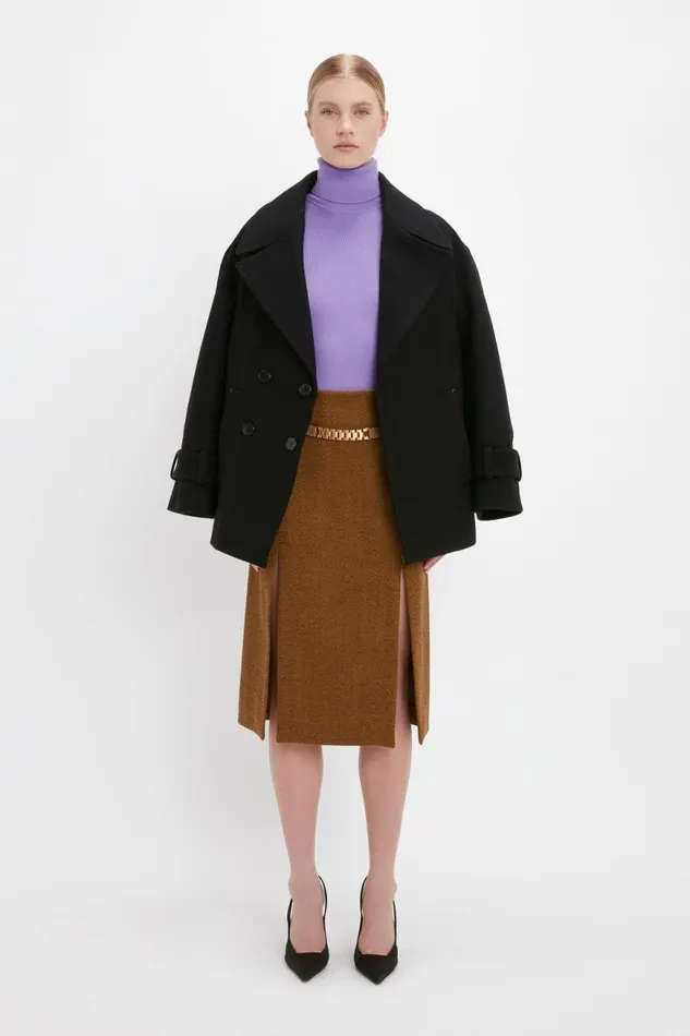 Women Jackets and Coats Victoria Beckham Oversized Pea Coat In Black