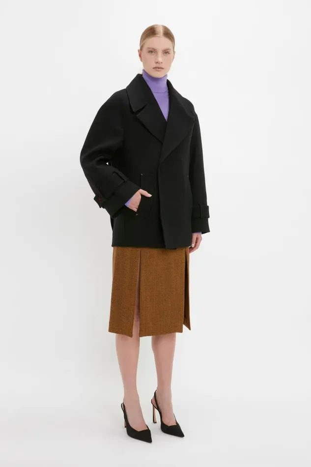 Women Jackets and Coats Victoria Beckham Oversized Pea Coat In Black