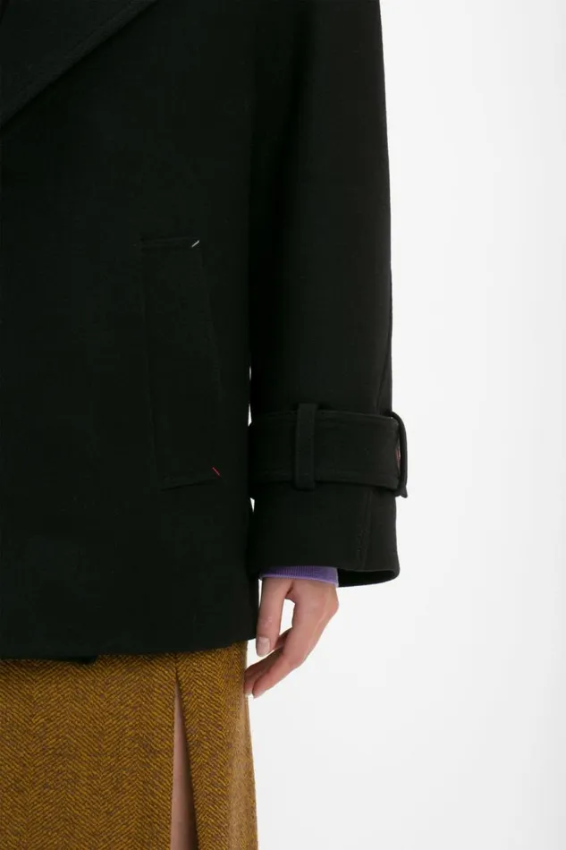 Women Jackets and Coats Victoria Beckham Oversized Pea Coat In Black