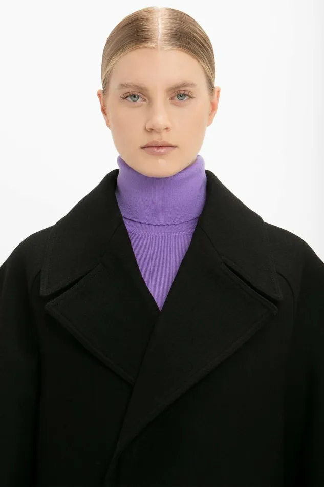 Women Jackets and Coats Victoria Beckham Oversized Pea Coat In Black