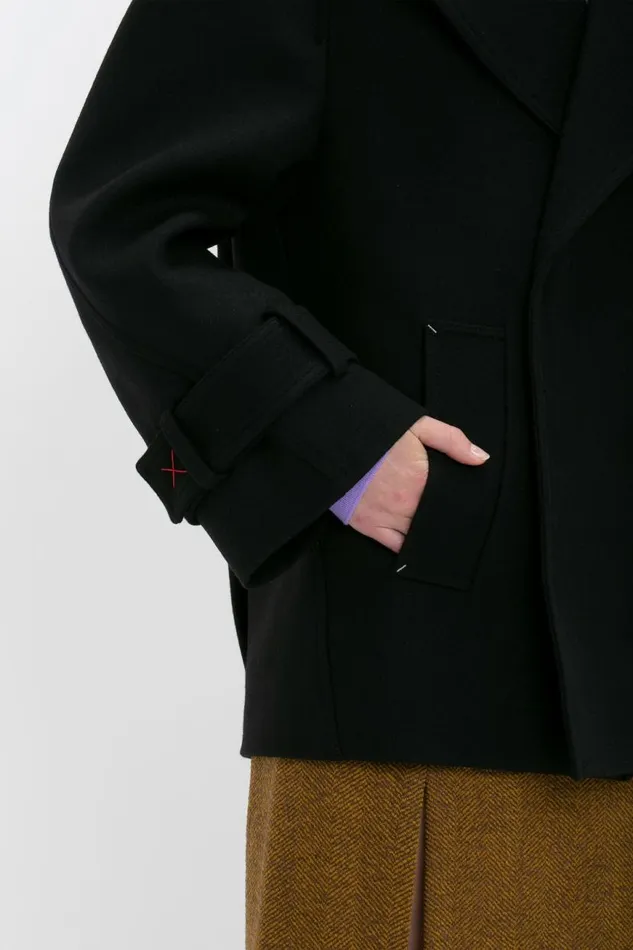 Women Jackets and Coats Victoria Beckham Oversized Pea Coat In Black