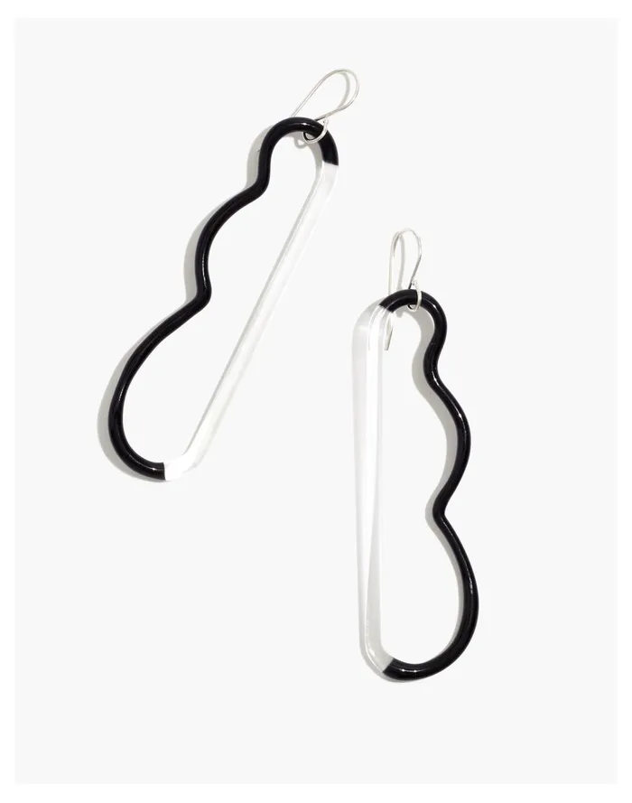 Women Jane DArensbourg Wave Black And Clear Glass Earrings Black Madewell Earrings