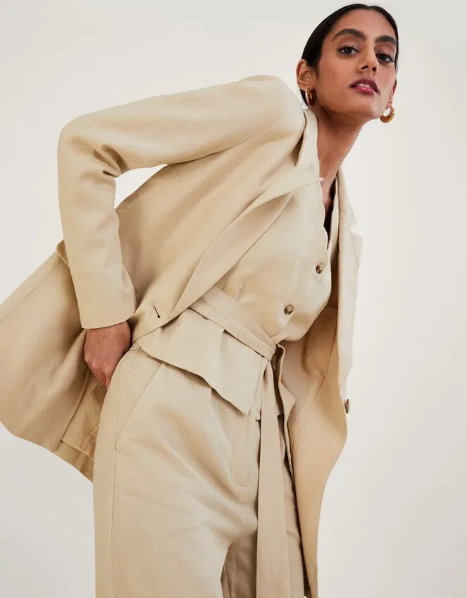Women Jenny Jacket In Linen Blend Natural Monsoon Linen