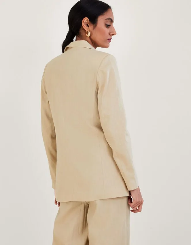 Women Jenny Jacket In Linen Blend Natural Monsoon Linen