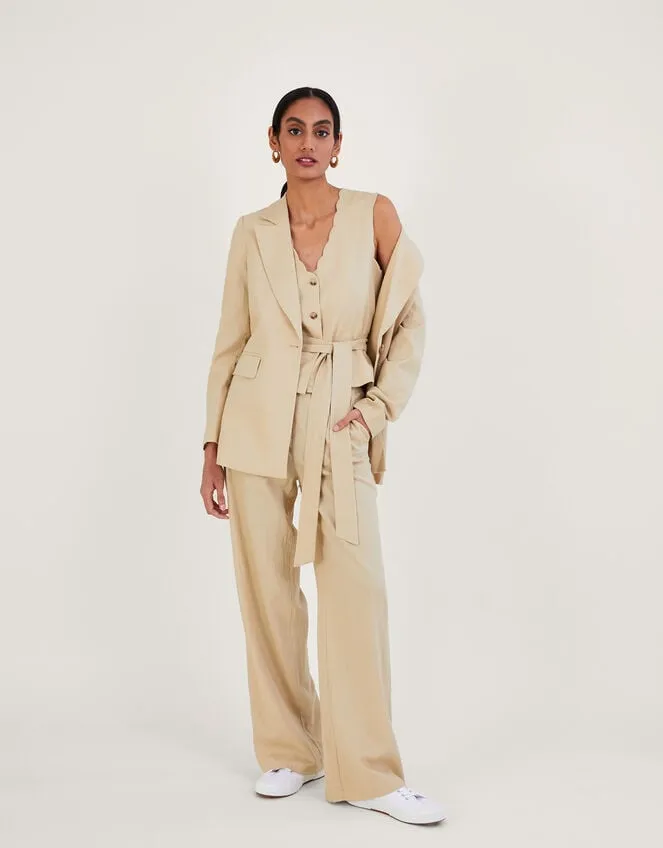 Women Jenny Jacket In Linen Blend Natural Monsoon Linen