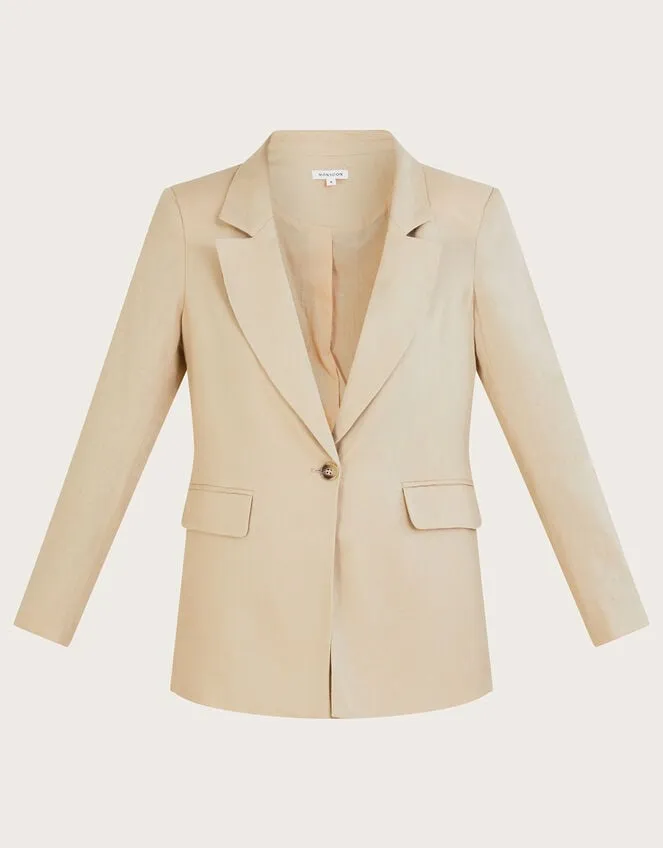 Women Jenny Jacket In Linen Blend Natural Monsoon Linen