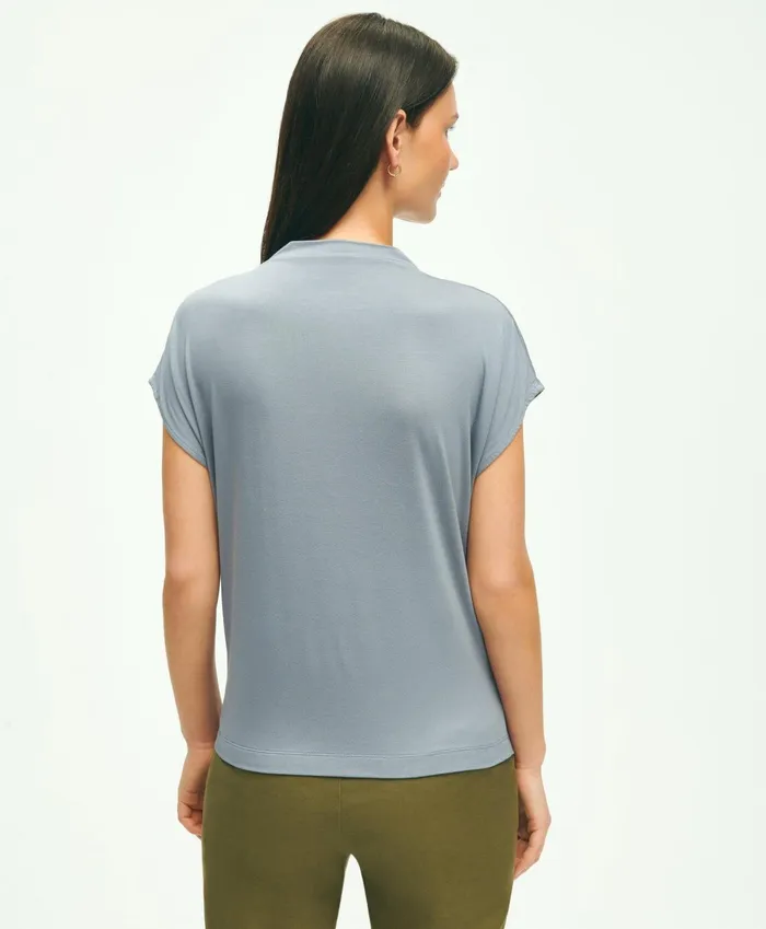 Women Jersey Cap Sleeve Top Grey Brooks Brothers Blouses and Shirts