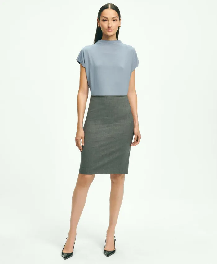 Women Jersey Cap Sleeve Top Grey Brooks Brothers Blouses and Shirts