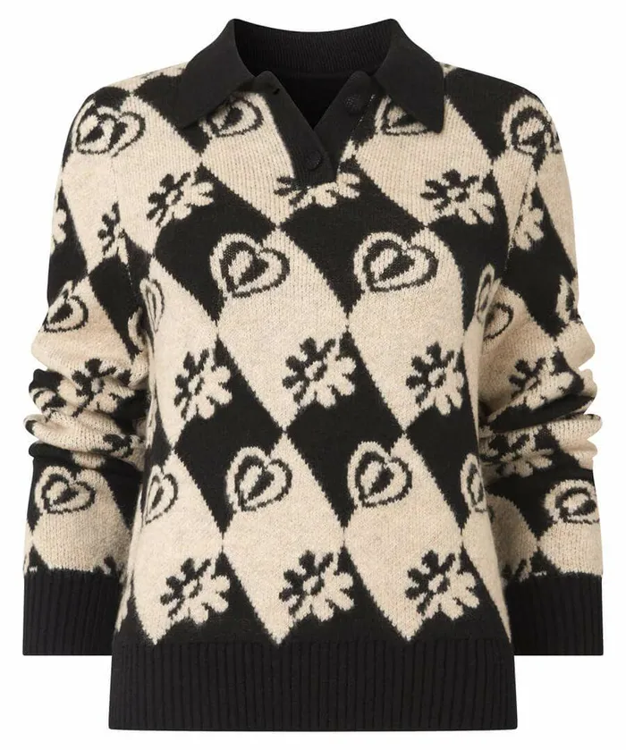 Women Joe Browns Check Mate Collared Jumper Mono Women Joe Browns Check Mate Collared Jumper Mono