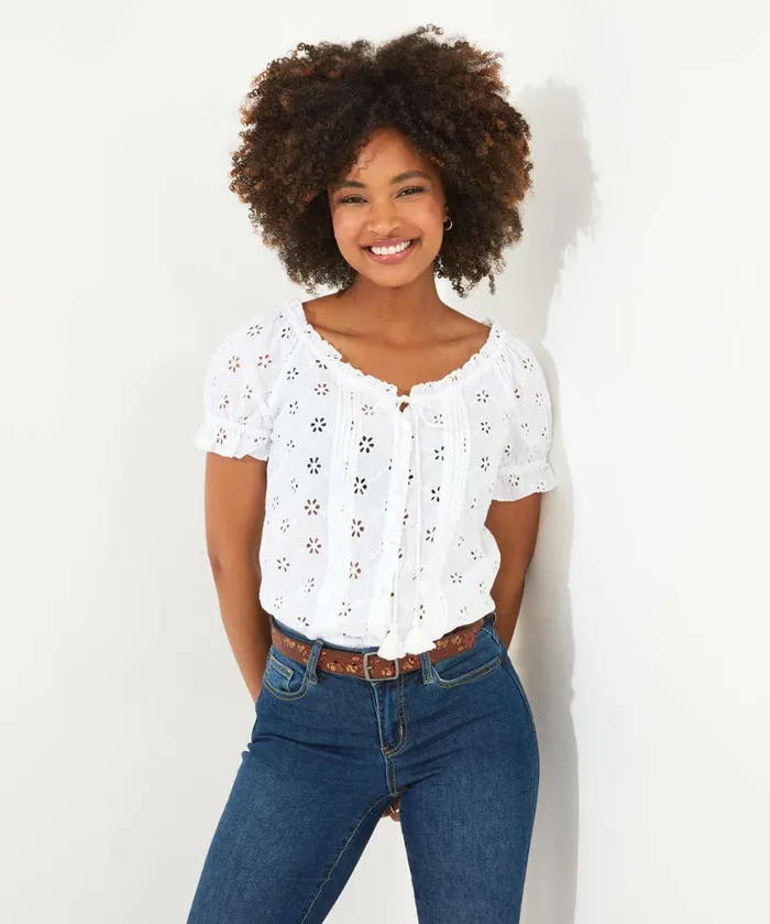 Women Joe Browns Favourite Broderie Top Whiteblack