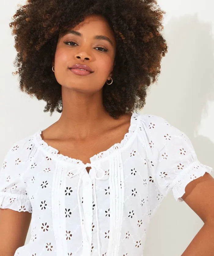 Women Joe Browns Favourite Broderie Top Whiteblack Women Joe Browns Favourite Broderie Top Whiteblack